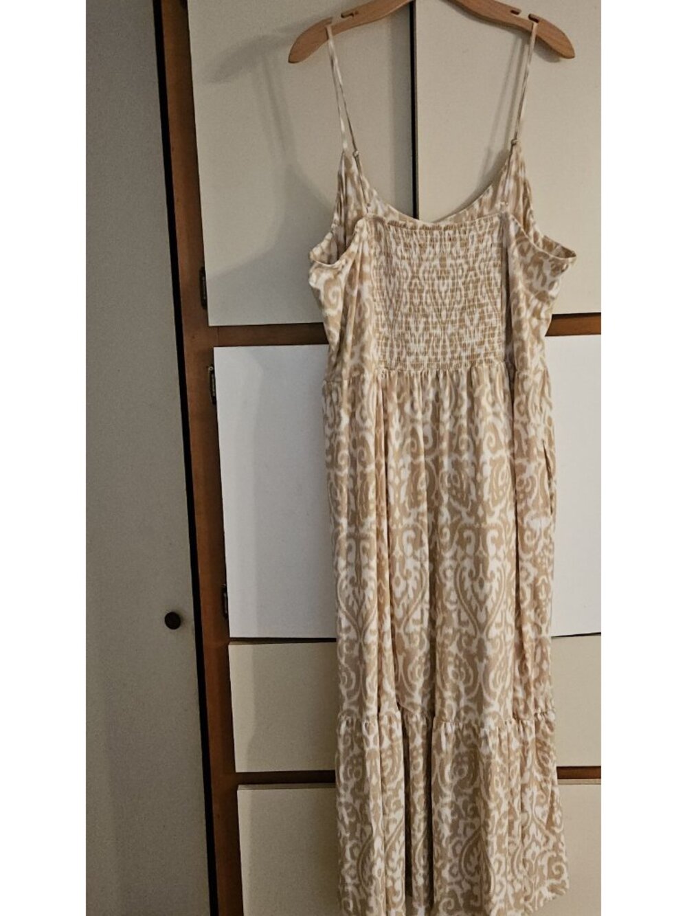 Emily Daniels Plus Size 3x Tan Maxi Dress Ikat Pattern Nwt - Picture 3 of 7